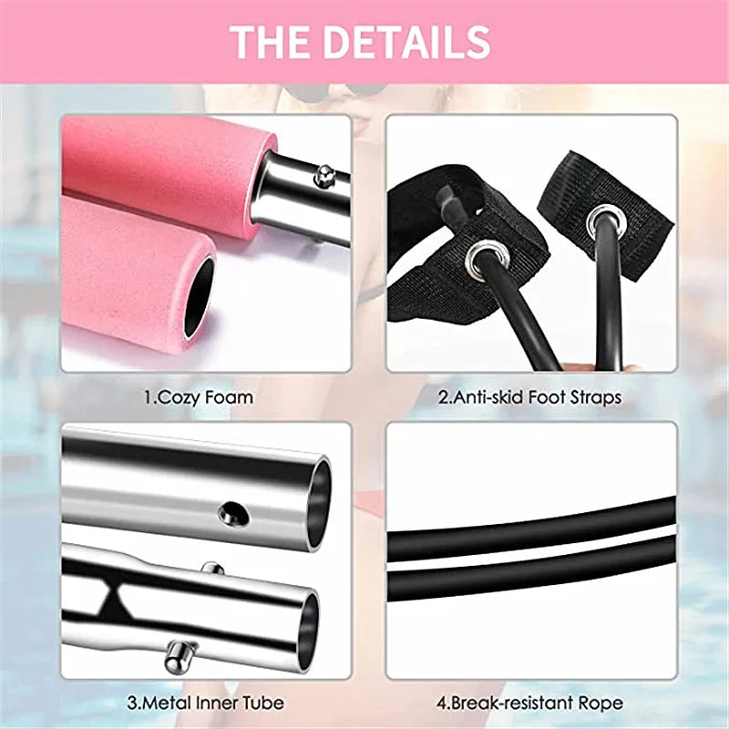 Pilates Squat Resistance Bar with Bands