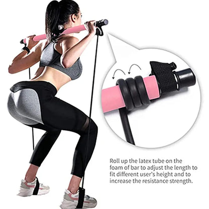 Pilates Squat Resistance Bar with Bands