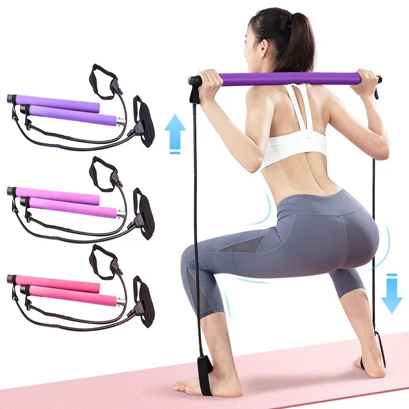 Pilates Squat Resistance Bar with Bands