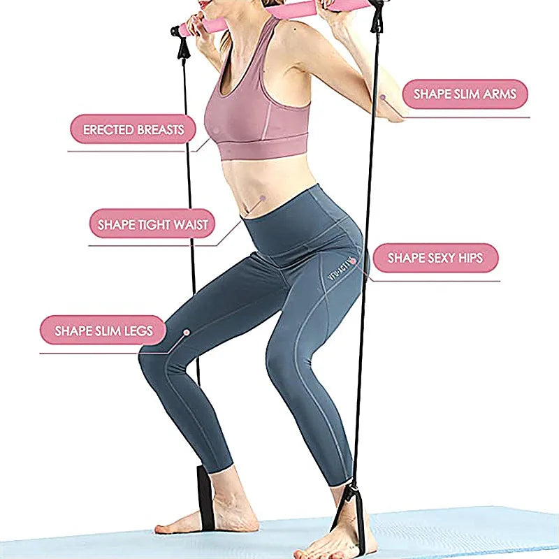 Pilates Squat Resistance Bar with Bands