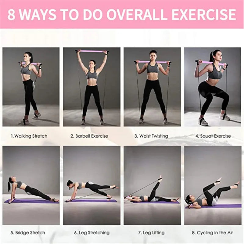 Pilates Squat Resistance Bar with Bands