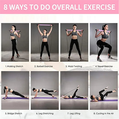 Pilates Squat Resistance Bar with Bands